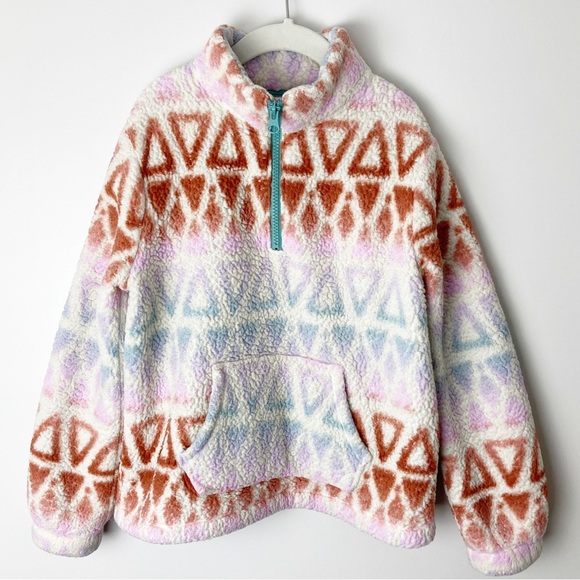 Cat & Jack Shirts & Tops 525 Cat Jack Medium Girls Triangle Pattern Sherpa Poshmark